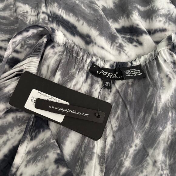 Papa Vancouver Jumpsuit Womens Small Gray Tie Dye Wide Leg Crop Boho Vacation - Picture 10 of 13